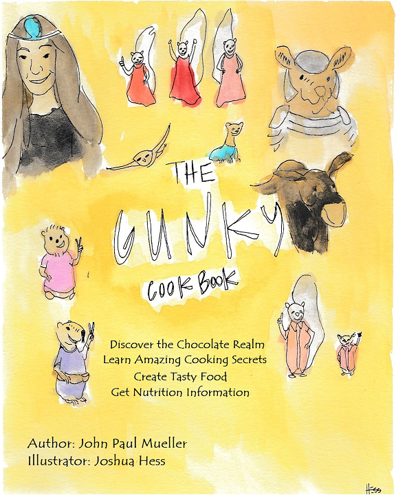A picture of the front of The Gunky Cookbook featuring all of the story characters.
